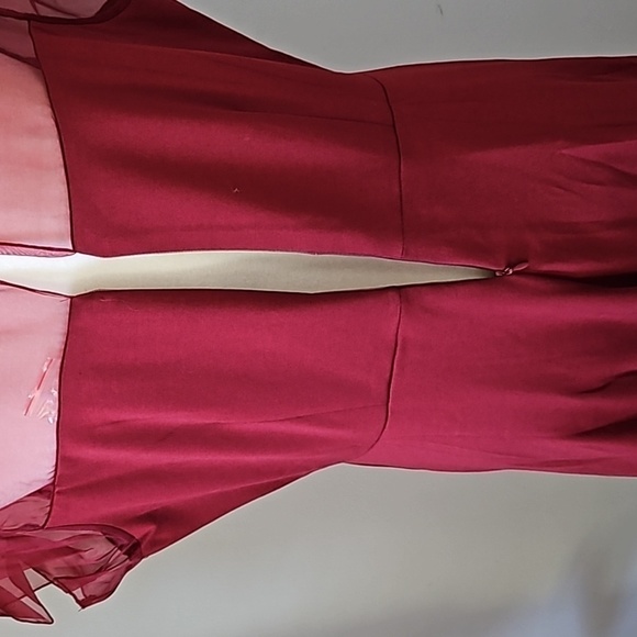 Roaman's Brick Red Short Sleeve Dress with Sheer Gauze Accents NWT - Picture 6 of 12